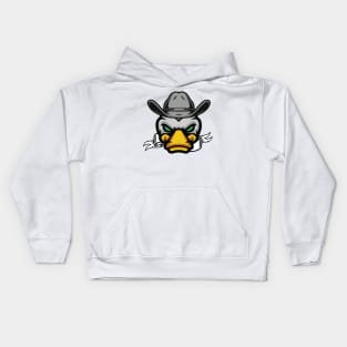 duck in his cowboy hat angry duck Kids Hoodie